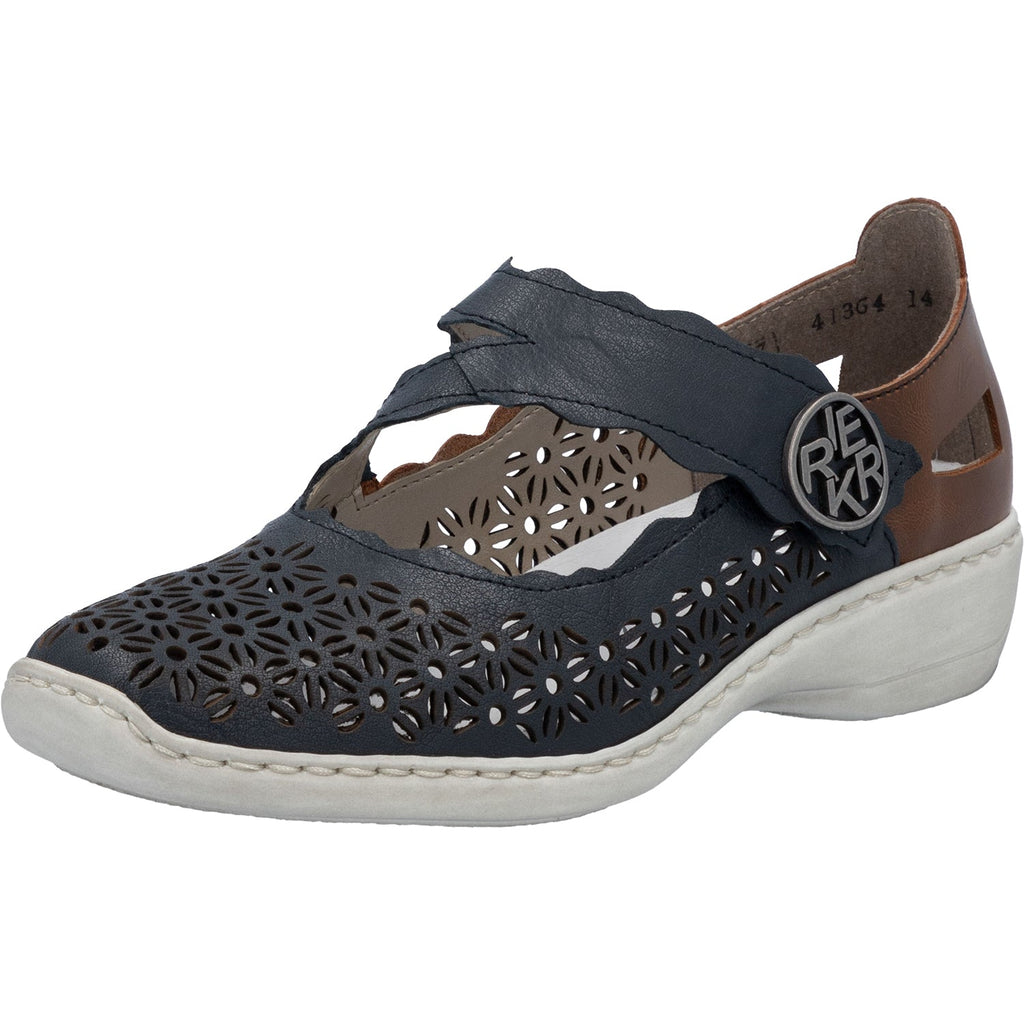 Rieker 413G4-14 Women's Mary Janes Traditional Pazifik/Mogano Leather