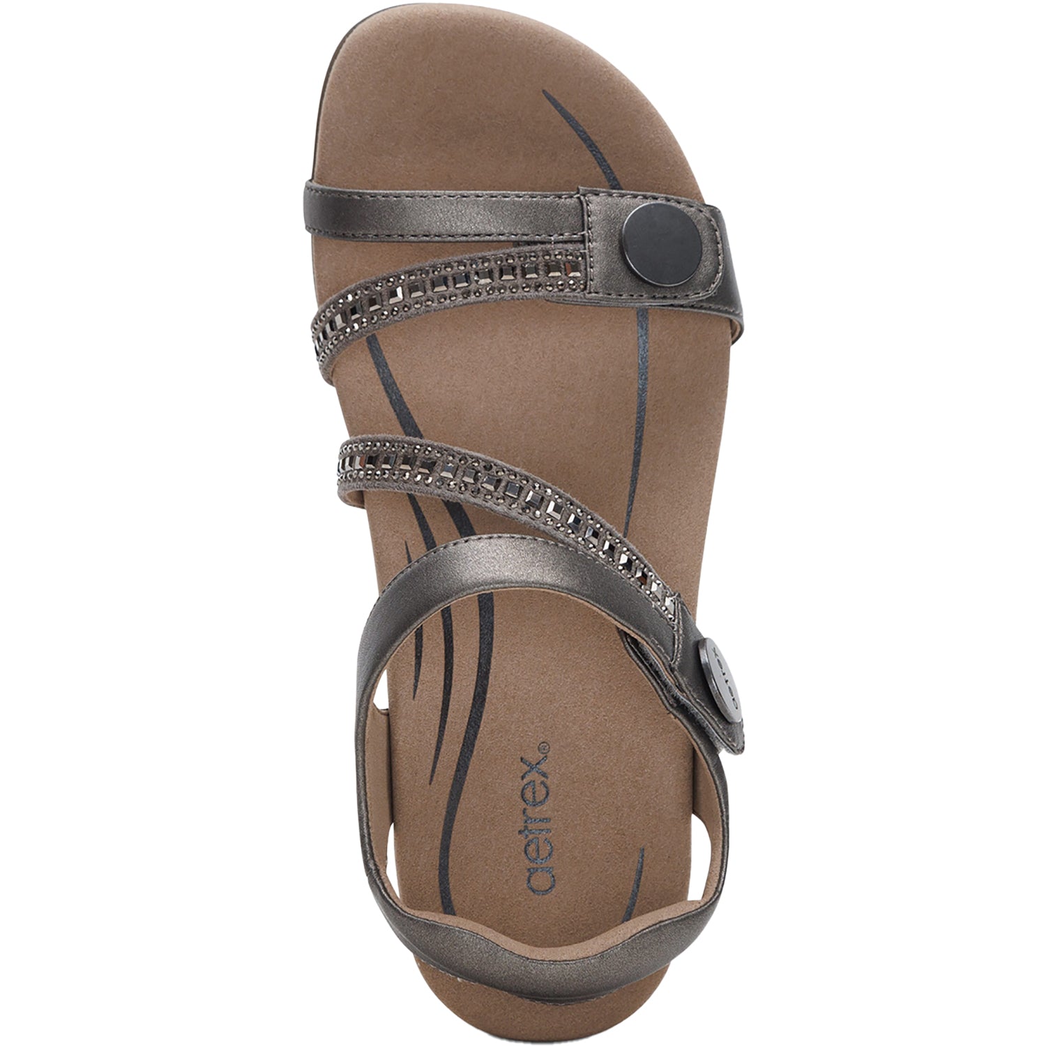 Aetrex Jess Women's Sandals Jeweled Pewter Sparkle