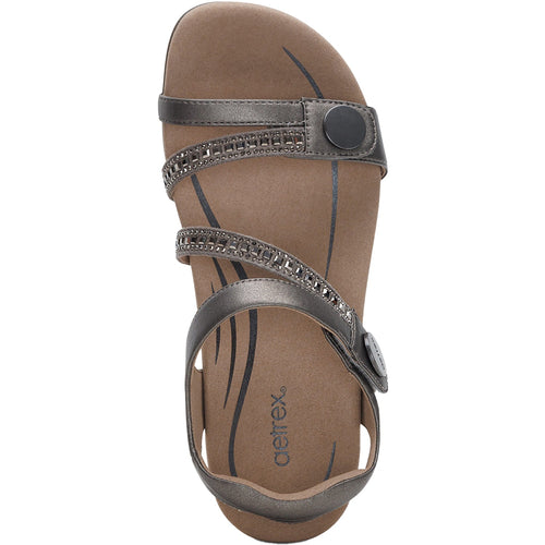 Aetrex Jess Women's Sandals Jeweled Pewter Sparkle