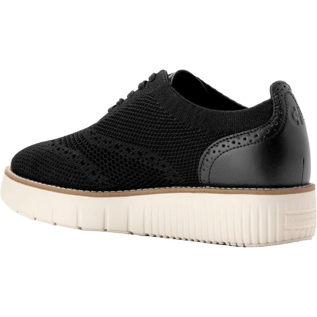 Grand City Platform Stitchlight Women's Sporty Lace Up Shoes Black Knit