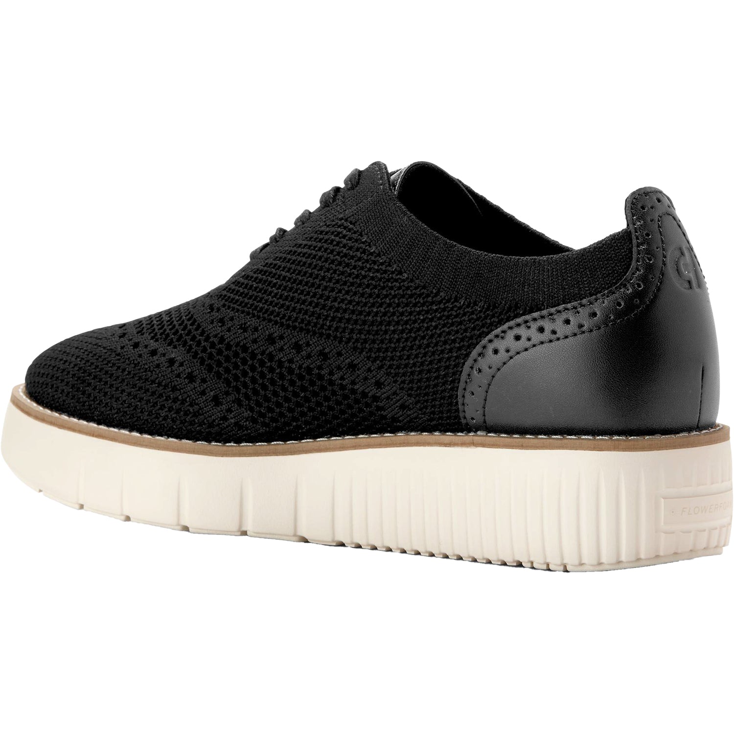 Grand City Platform Stitchlight Women's Sporty Lace Up Shoes Black Knit