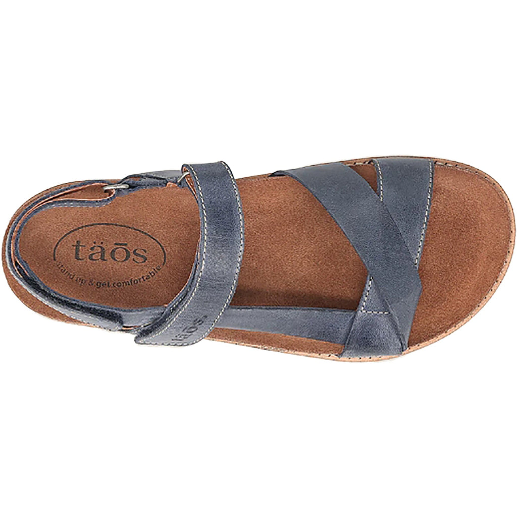 Taos Sideways Women's Ankle Strap Sandals Dark Blue Leather