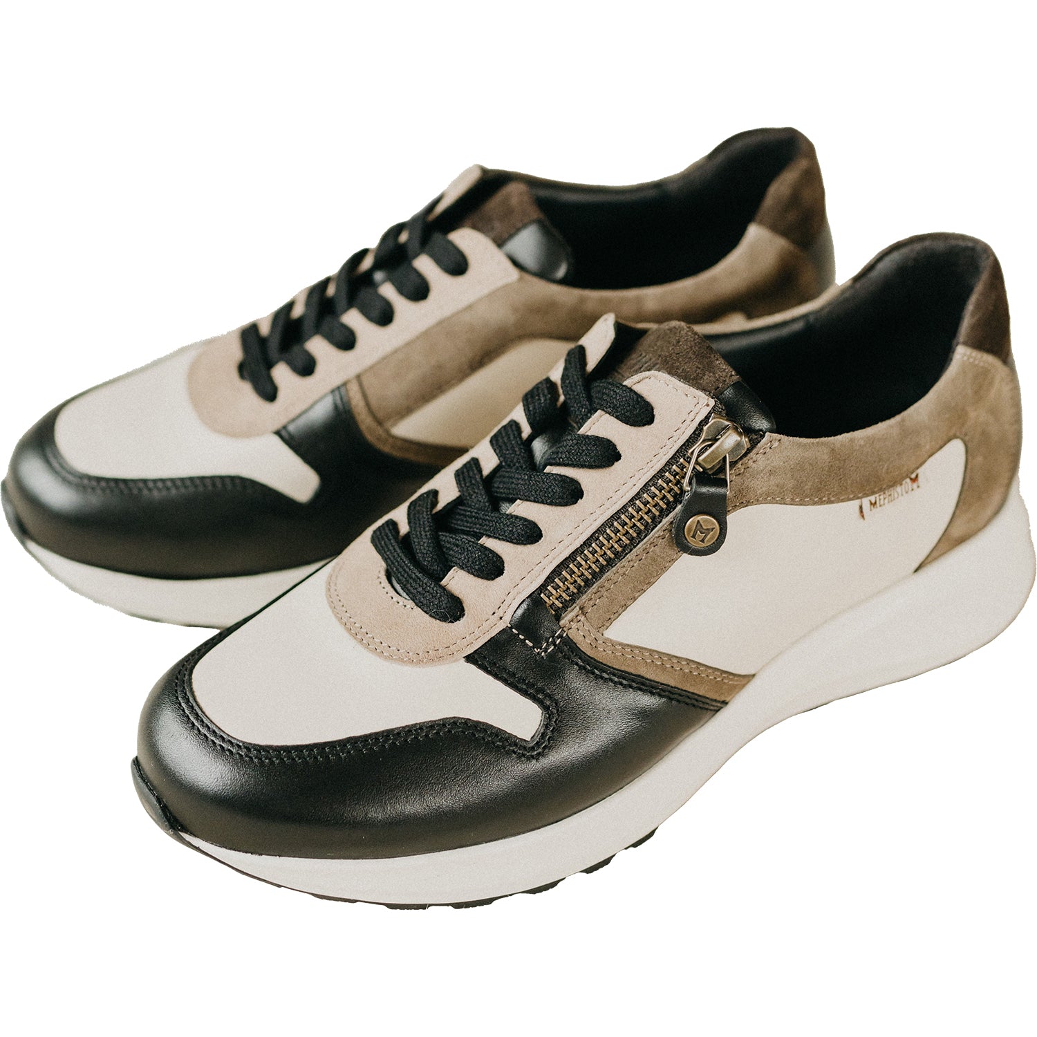 Mephisto Kim Grained Women's Zip Sneakers Black/Fog