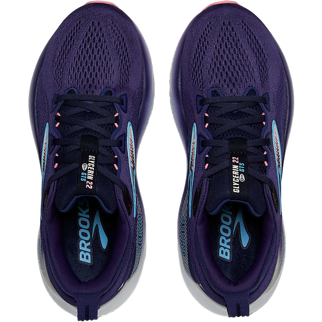 Brooks Glycerin GTS 22 (Neutral Support) (Stability Support) Women's Athletic Shoes Blue Ribbon/Peacoat/Dianthus Mesh