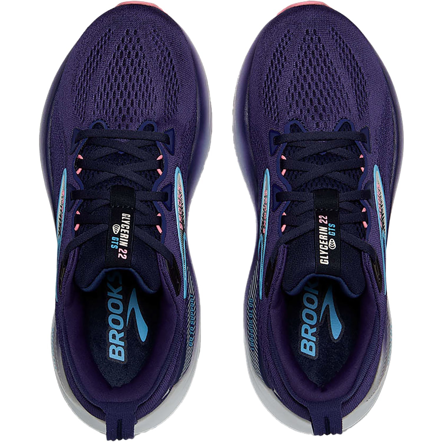 Brooks Glycerin GTS 22 (Neutral Support) (Stability Support) Women's Athletic Shoes Blue Ribbon/Peacoat/Dianthus Mesh