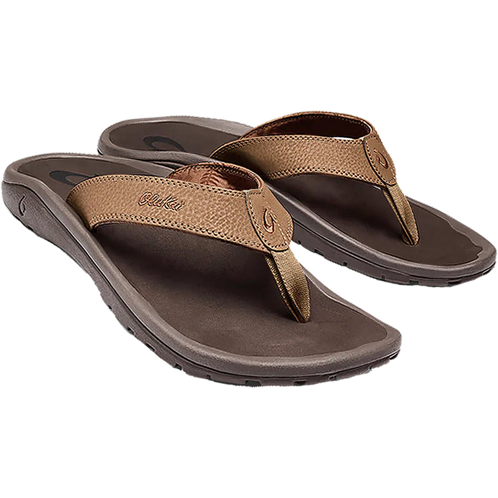 OluKai Ohana Men's Beach Sandals Tan/Dark Java Synthetic