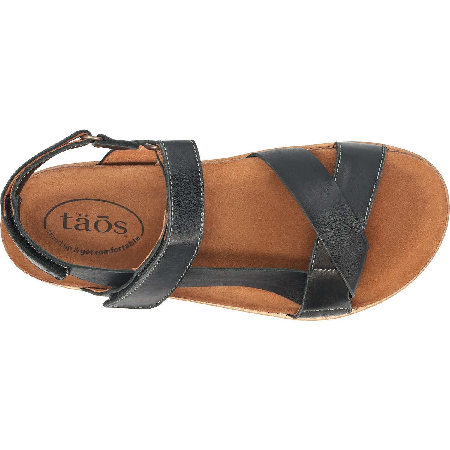 Taos Sideways Women's Ankle Strap Sandals Black Leather