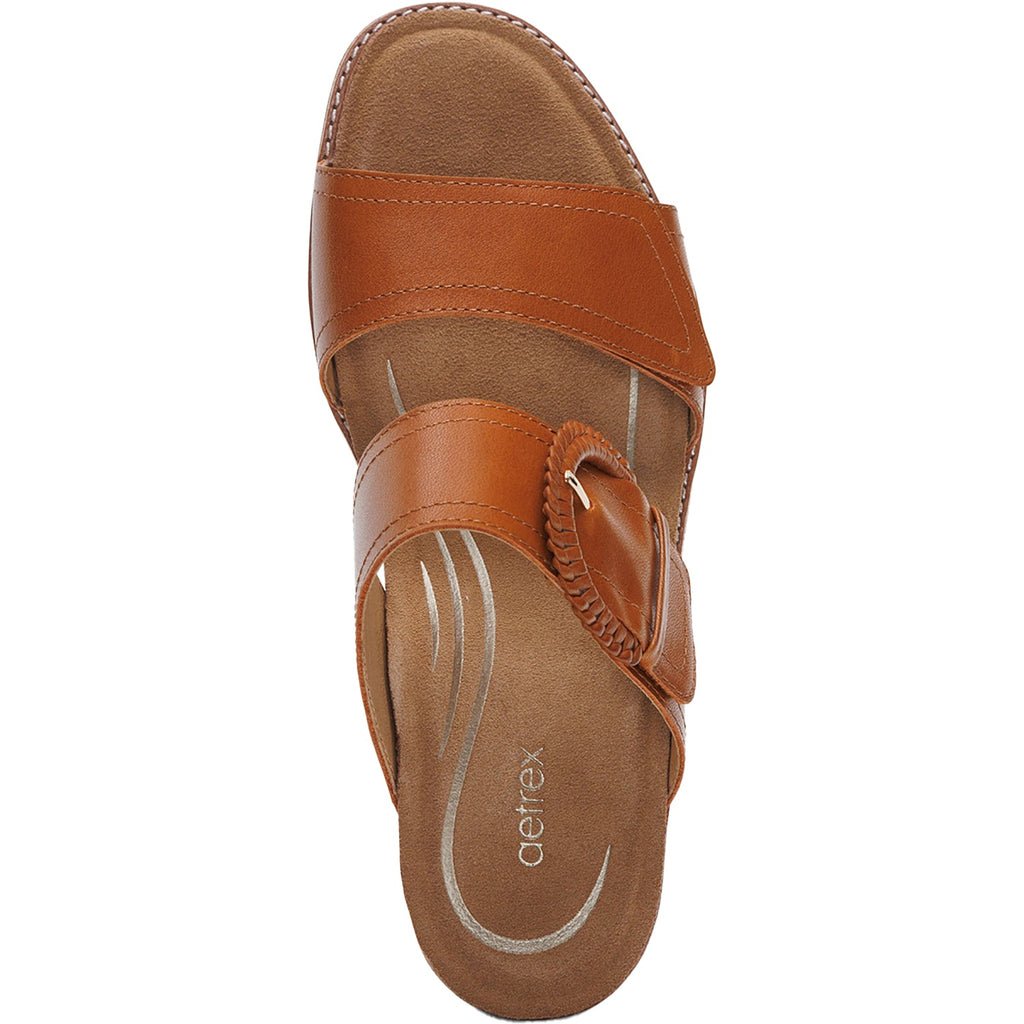 Aetrex Tatiana Women's Slide Sandals Cognac Leather