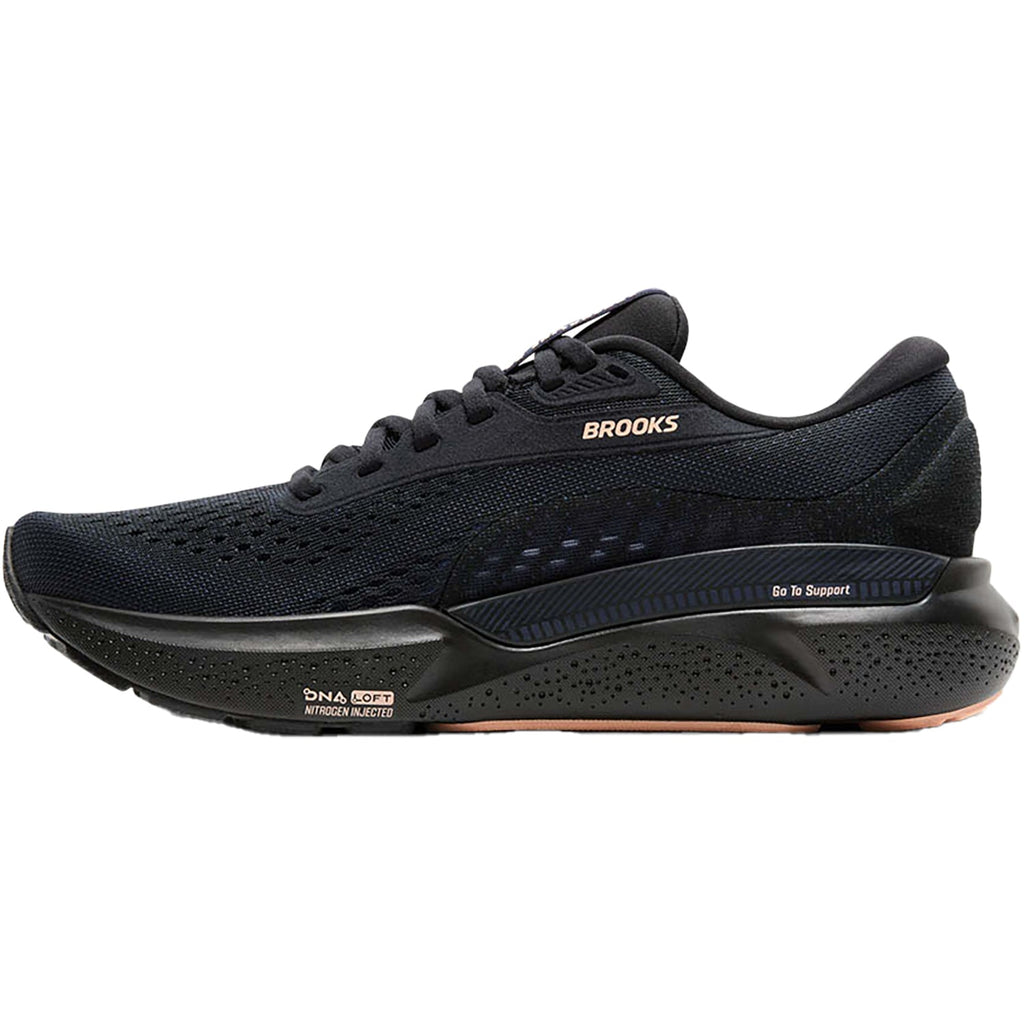 Brooks Adrenaline GTS 24 Stability (Stability Support) Women's Running Shoes Black/Peacoat/Peach Mesh