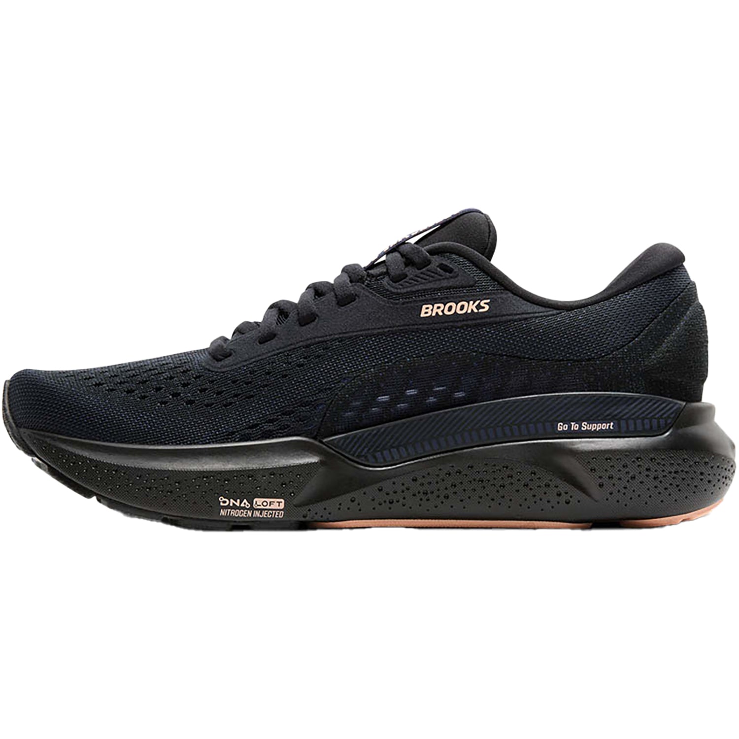 Brooks Adrenaline GTS 24 Stability (Stability Support) Women's Running Shoes Black/Peacoat/Peach Mesh