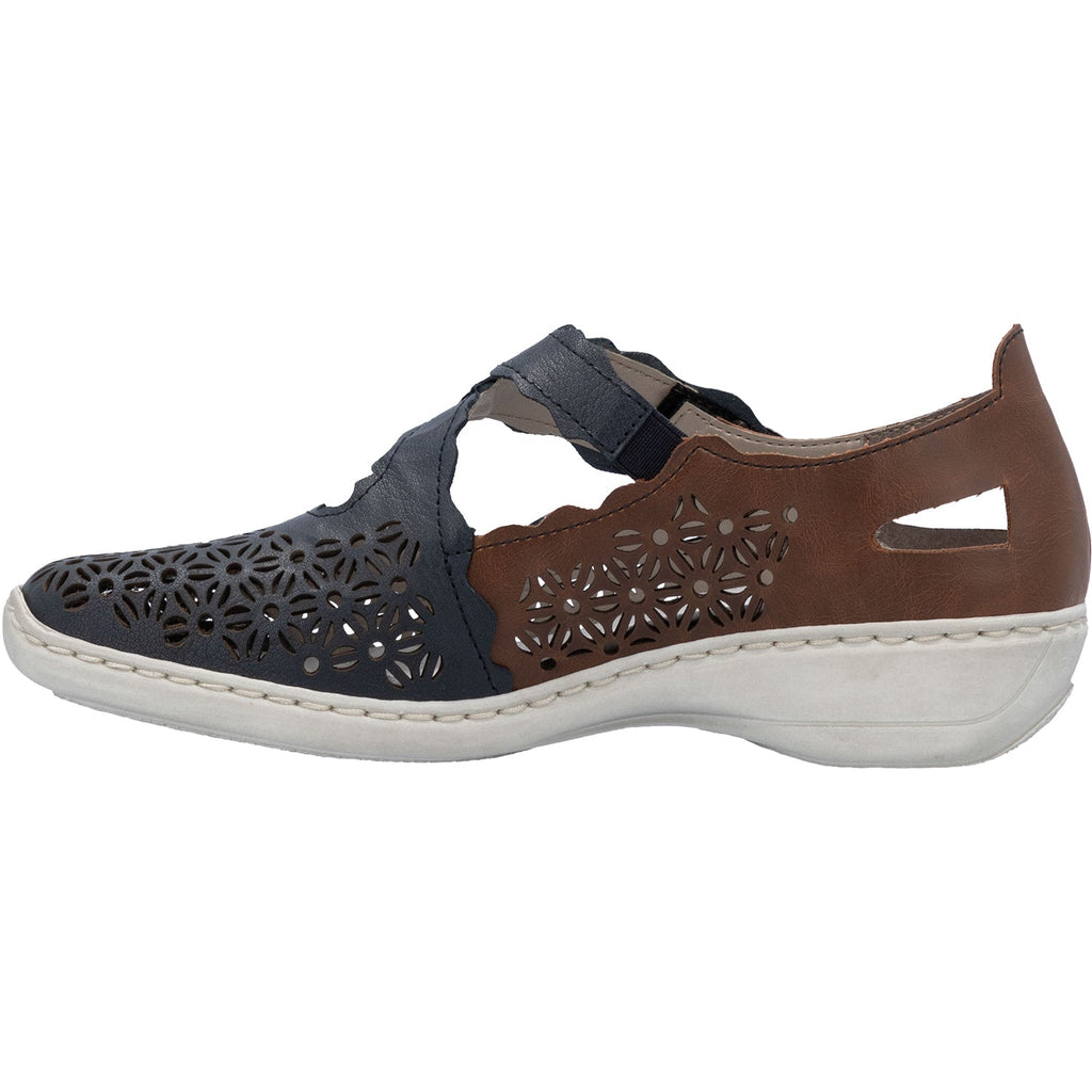 Rieker 413G4-14 Women's Mary Janes Traditional Pazifik/Mogano Leather