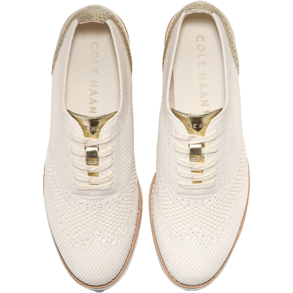 Grand City Platform Stitchlight Women's Sporty Lace Up Shoes Ivory Knit