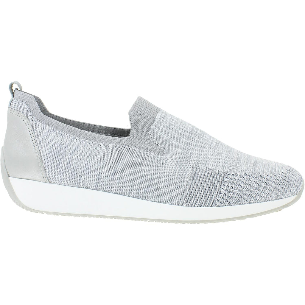 Ara Leena Women's Slip On Shoes Silver Woven Fabric