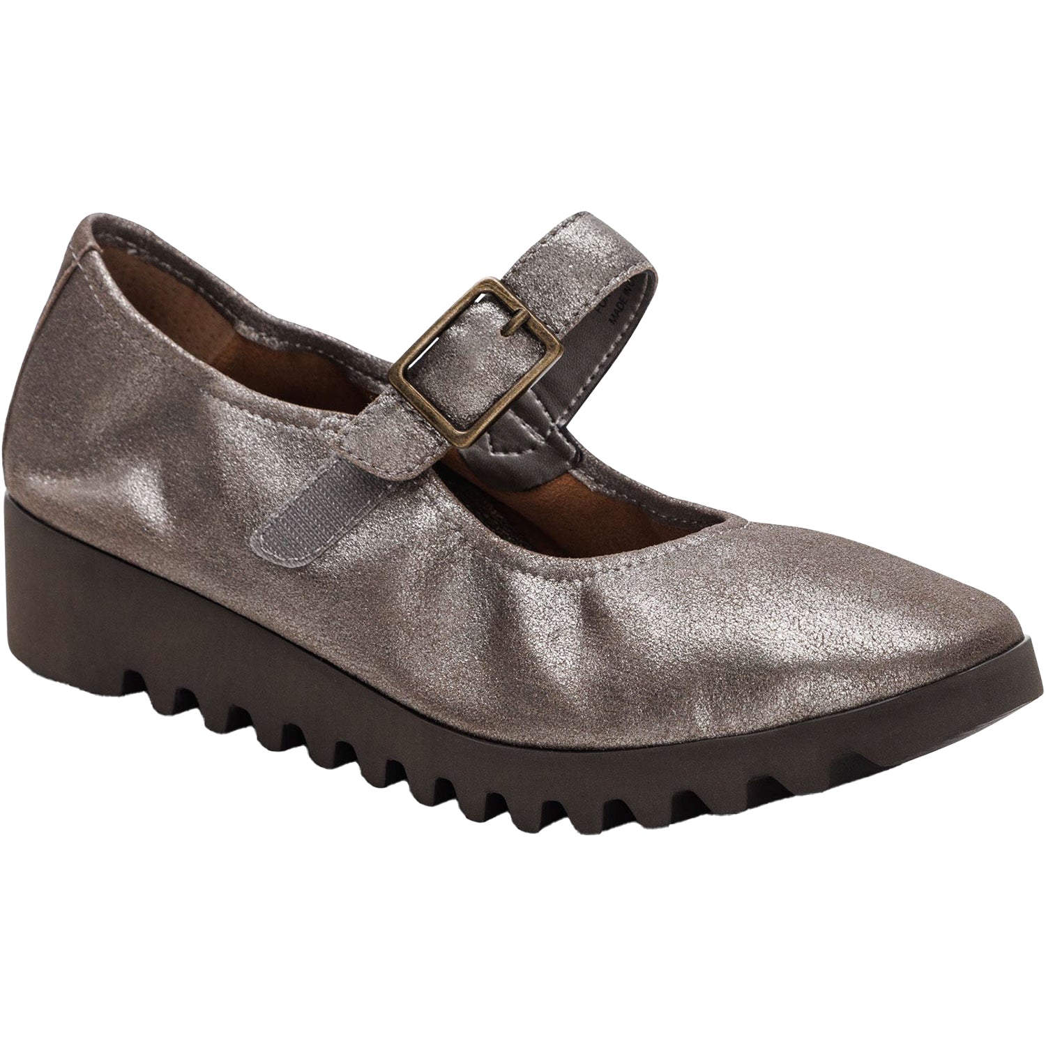 Aetrex Joanne Women's Mary Janes Brushed Silver Leather