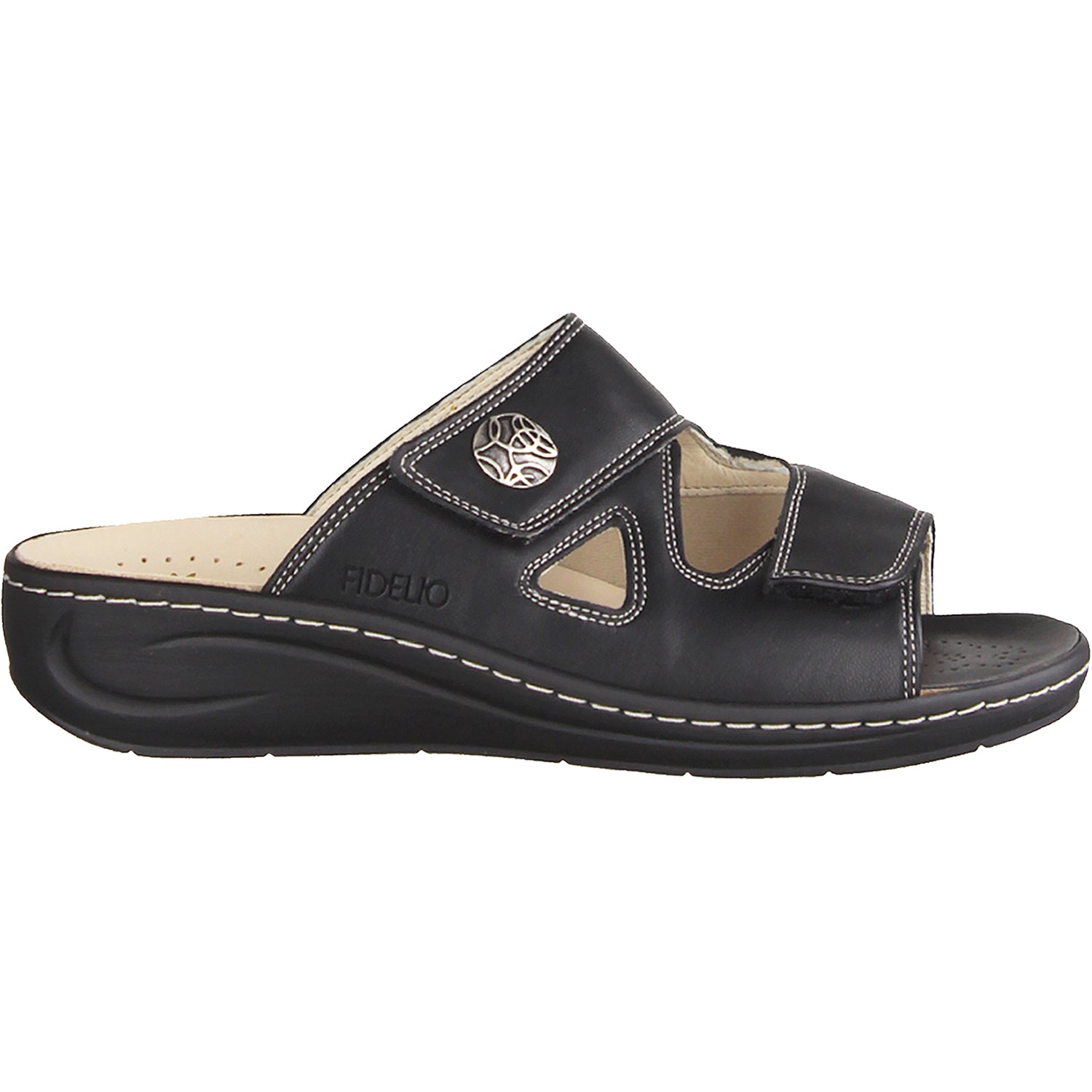 Fidelio 43-4103 Linz 2 Women's Slide Sandals Black Leather