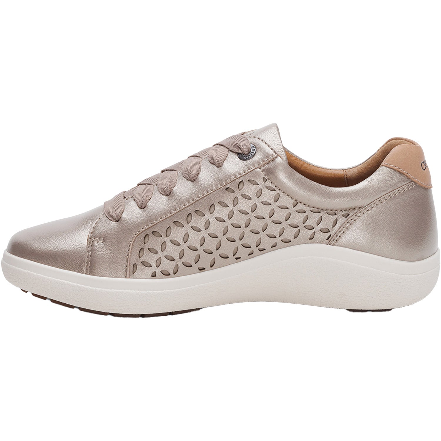 Aetrex Courtney Cutout Women's Sporty Lace Up Shoes White Gold