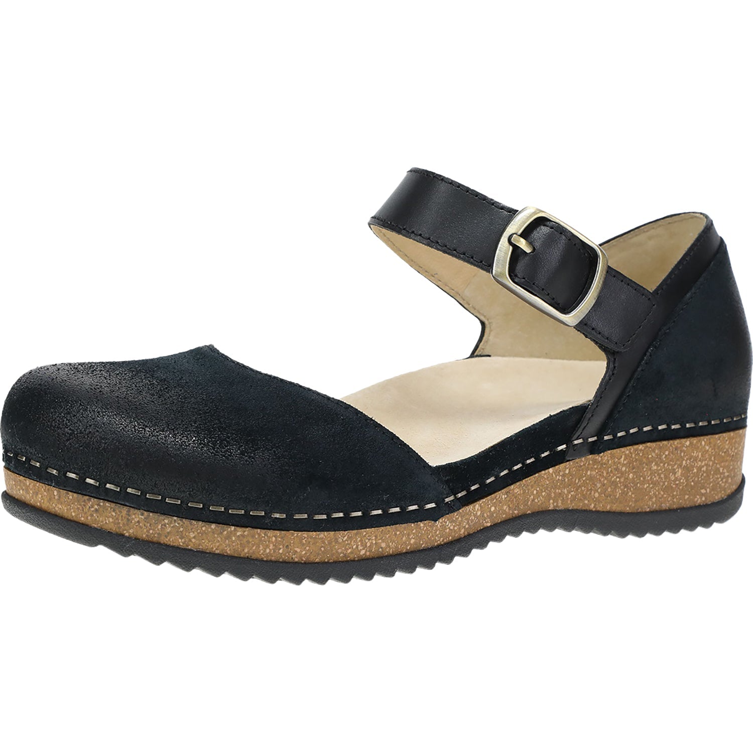 Dansko Mae Women's Mary Janes Traditional Black Burnished Suede