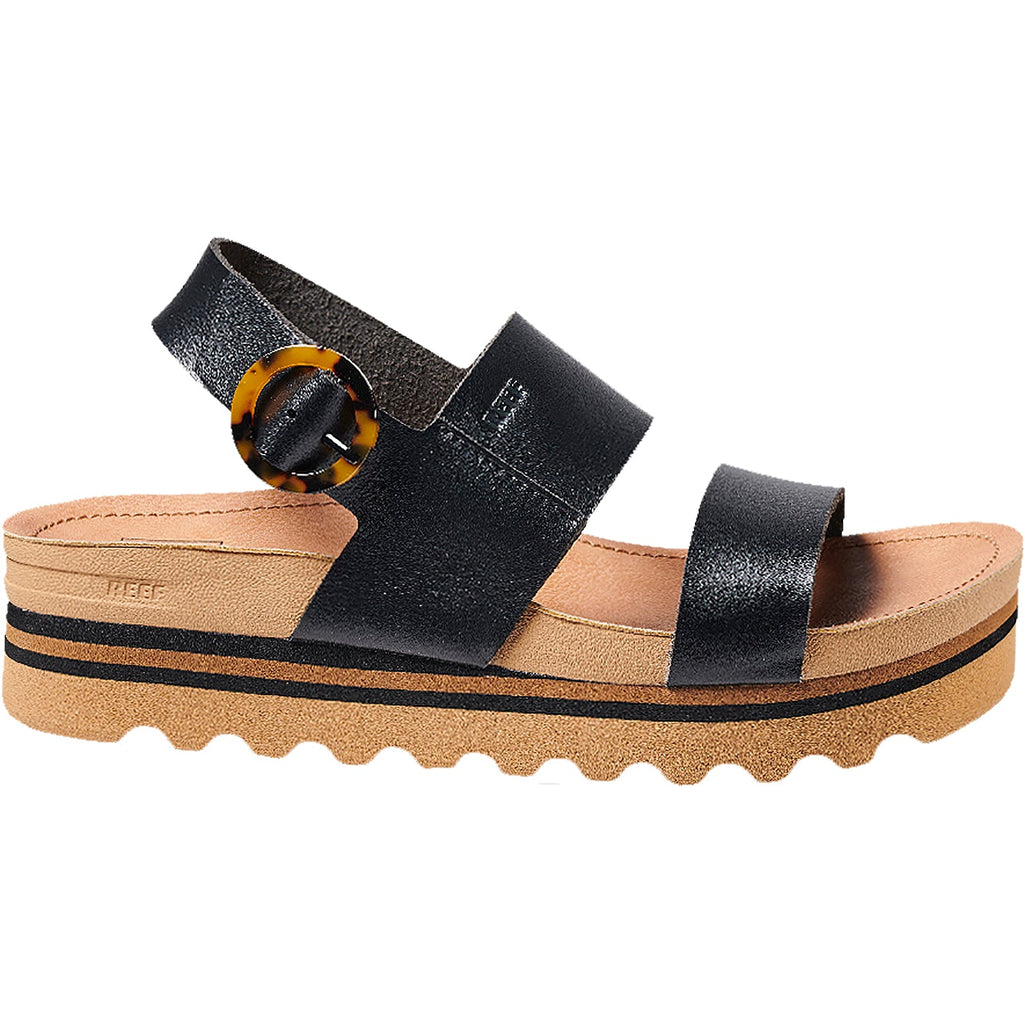 Reef Vista Hi Buckle Women's Platform Sandals Black/Tan Synthetic
