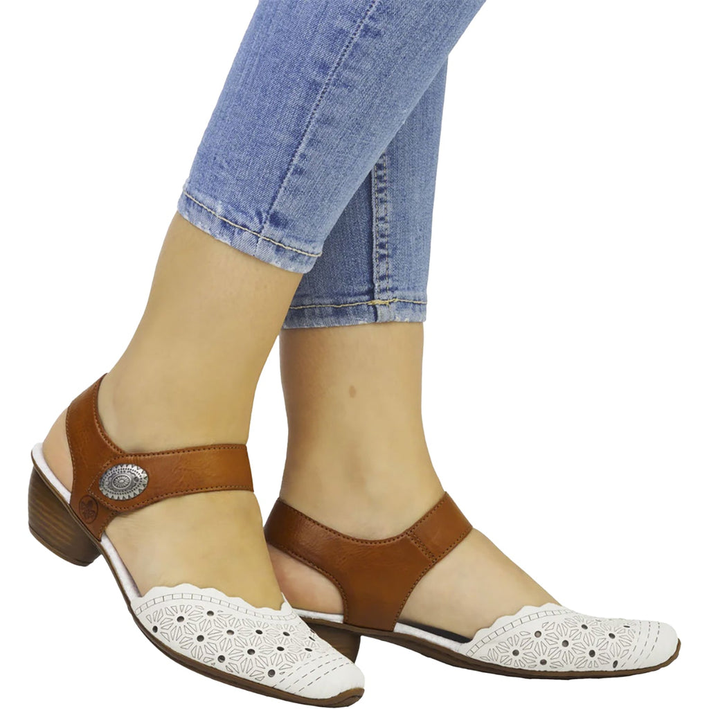 Rieker 43703-60 Mirjam Women's Dressy Mary Janes Cream/Cayenne Leather