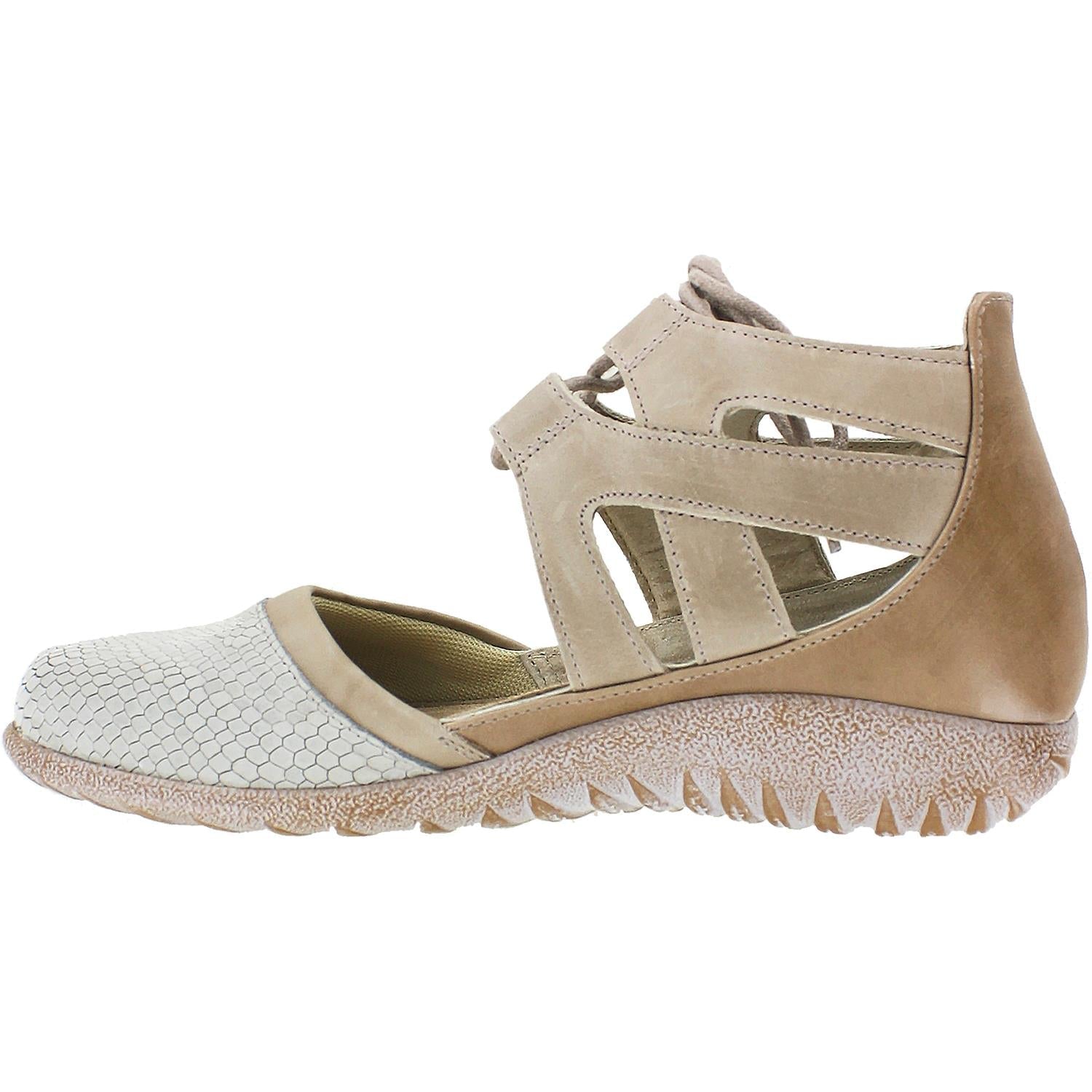 Naot Kata Women's Closed Toe Sandals Beige Iguana/Khaki Leather