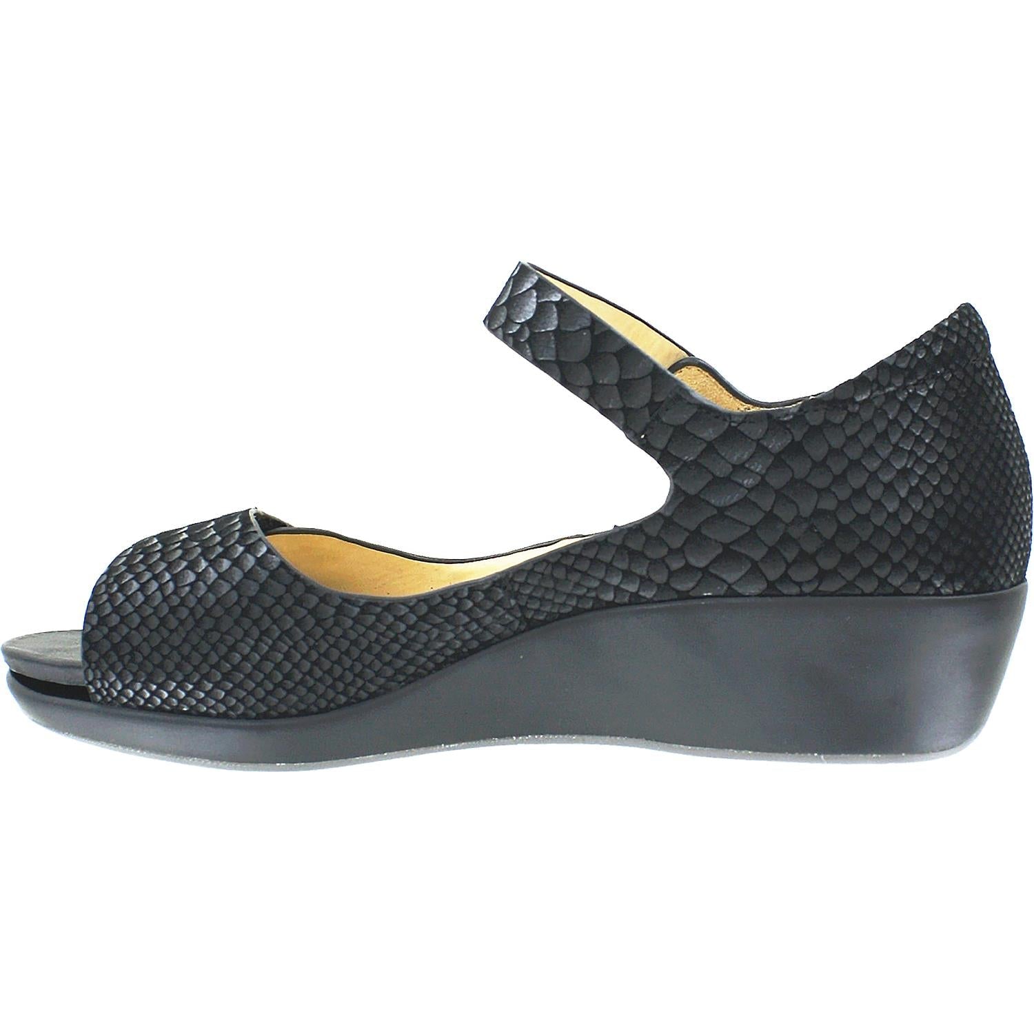 Ziera Genie Women's Sandals Black Exotic Snake Suede