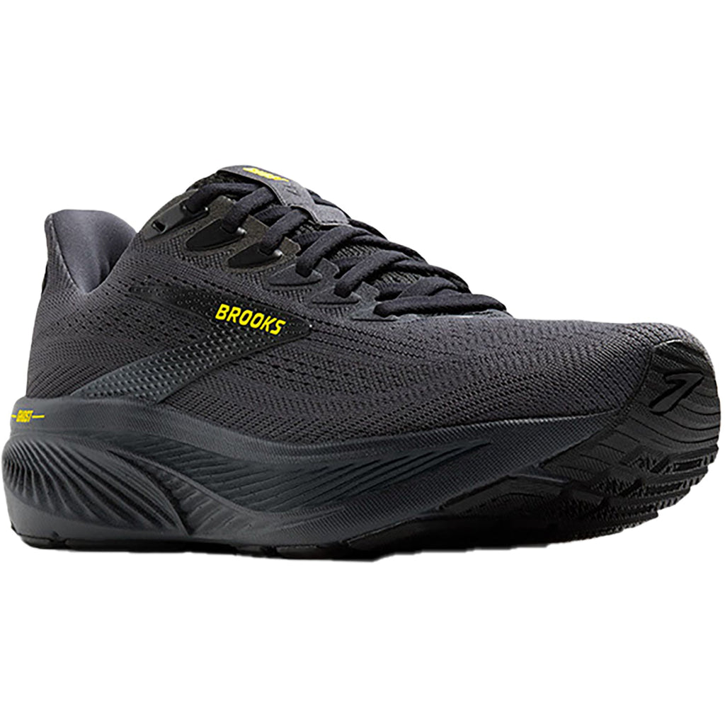Brooks Ghost 17 (Neutral Support) Men's Running Shoes Ebony/Black/Yellow Mesh
