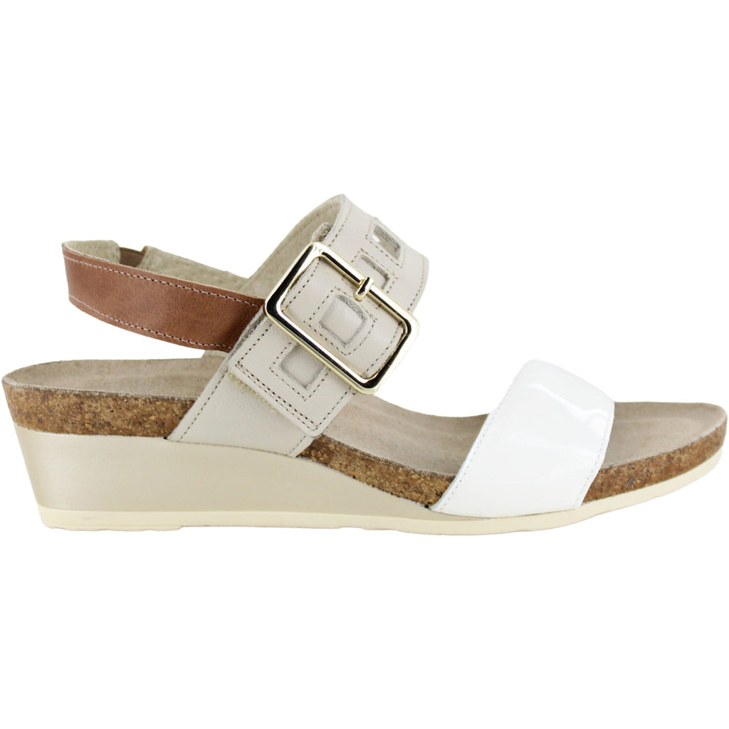 Naot Dynasty Women's Wedge Sandals Porcelain Pearl/Soft Ivory/Latte Leather
