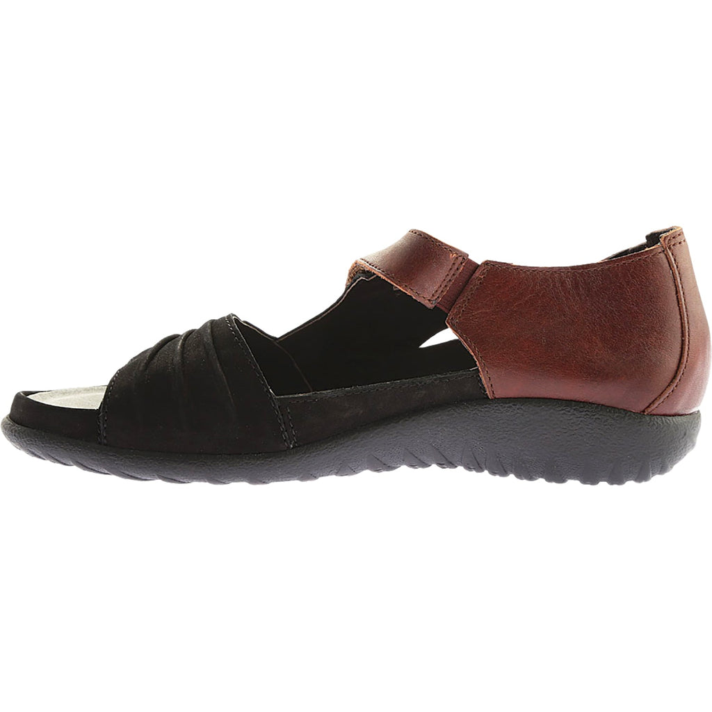 Naot Papaki Women's Sandals Black Velvet Nubuck/Cinnamon Leather