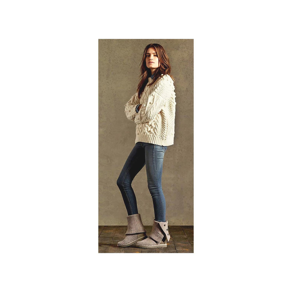UGG Classic Cardy Women's Knit Boots Grey Knit Fabric
