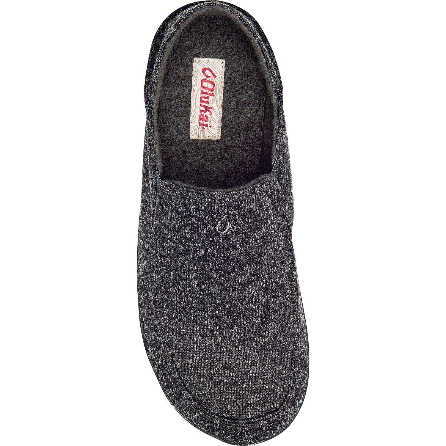 OluKai Moloa Hulu Men's Slippers Black/Black Knit Fabric