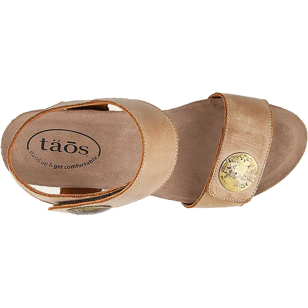 Taos Carousel 3 Women's Wedge Heel Sandals Tan Leather