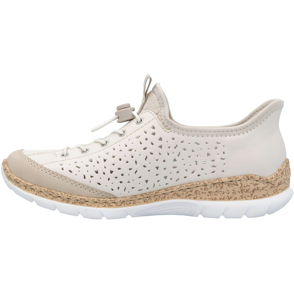 Rieker N42V3-60 Women's Slip Ons Sporty Perle/Porzellan Synthetic