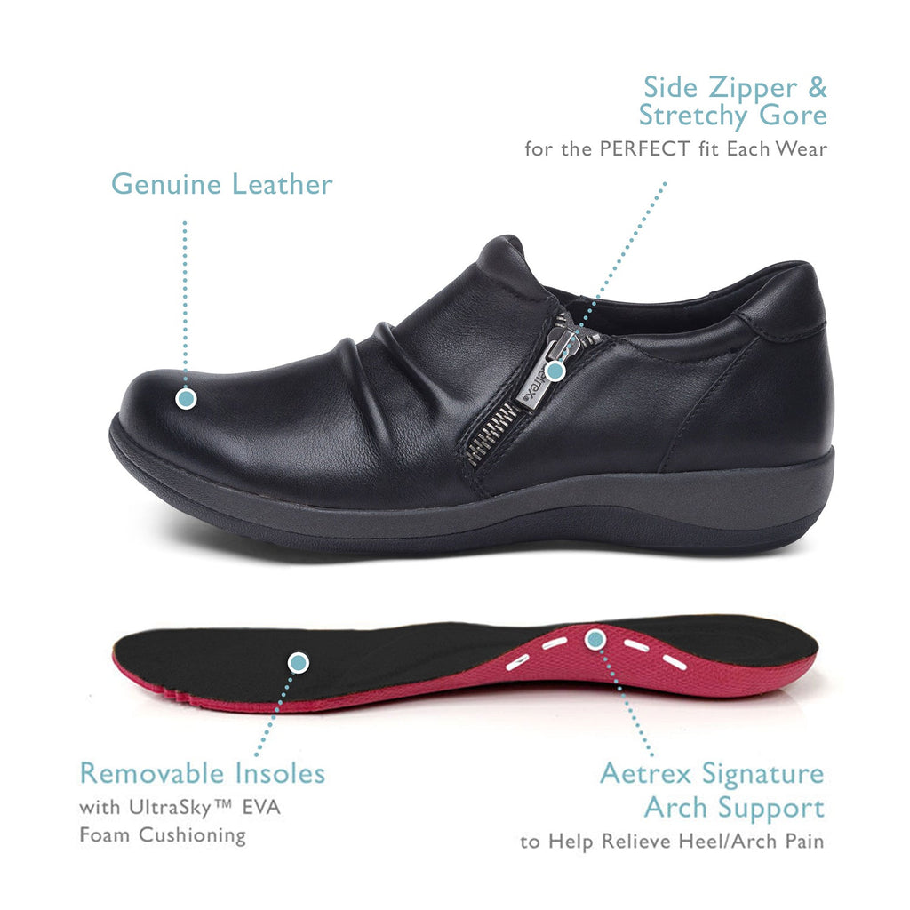 Aetrex Katie Women's Slip On Shoes Dark Earth Leather