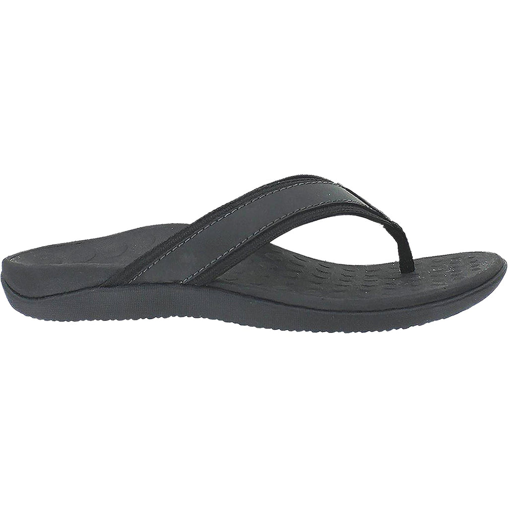 Vionic Tide Men's Flip Flopss Black Leather
