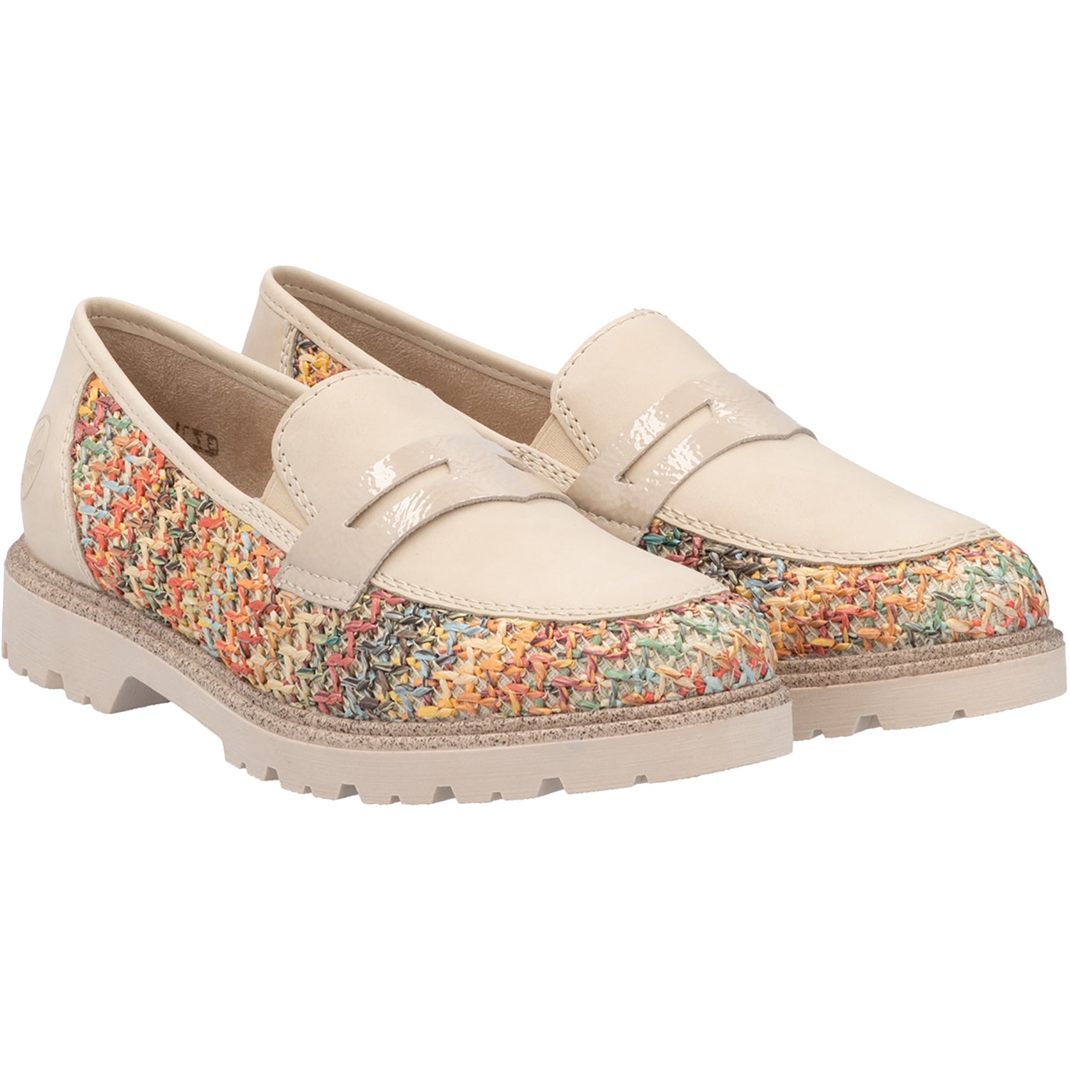 Rieker 45562-90 Gitta 62 Women's Slip Ons Traditional Perle Vegan/Patent Multi Woven
