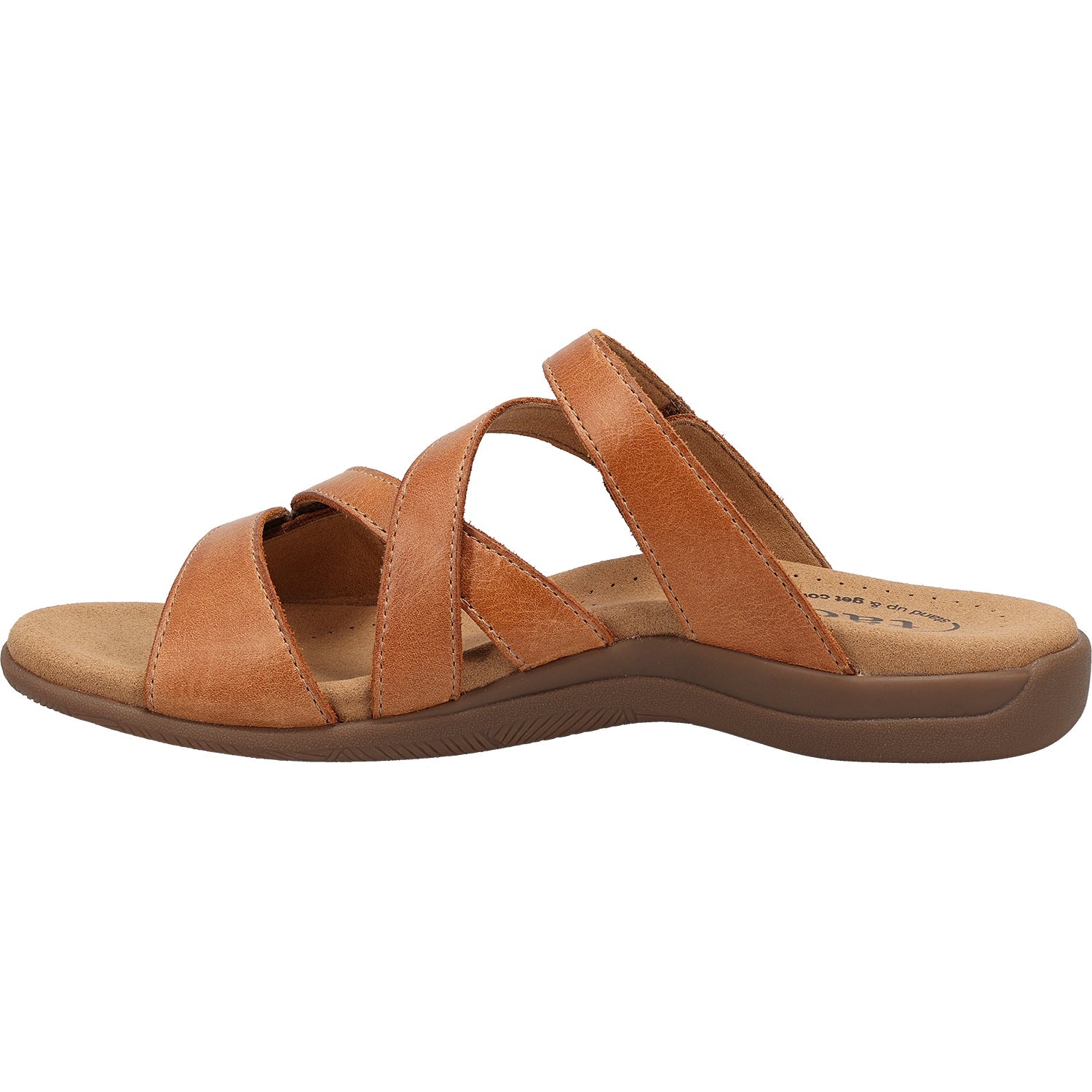 Taos Double U Women's Slide Sandals Caramel Leather