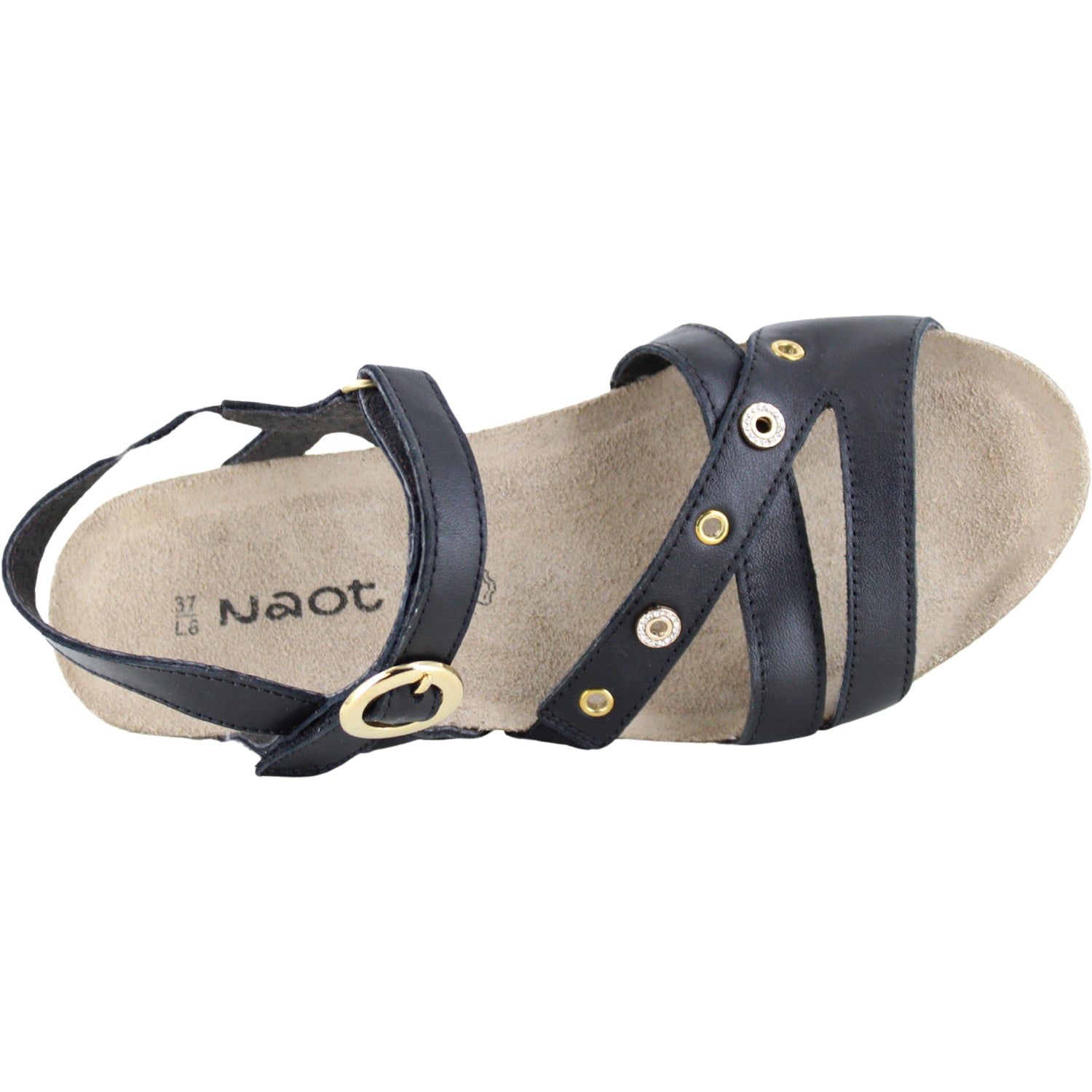 Naot Sparkle Women's Wedge Sandals Jet Black