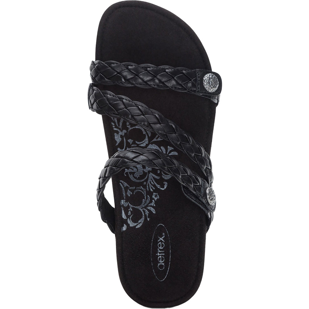 Aetrex Josie Braided Women's Slide Sandals Black