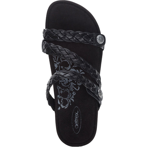 Aetrex Josie Braided Women's Slide Sandals Black