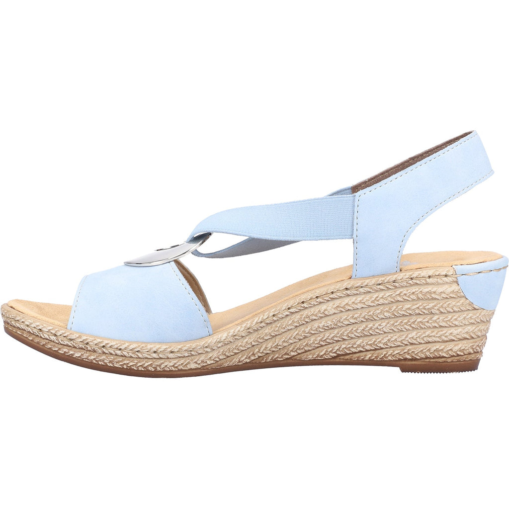 Rieker 624H6-10 Fanni H6 Women's Backstrap Sandals Aqua Synthetic