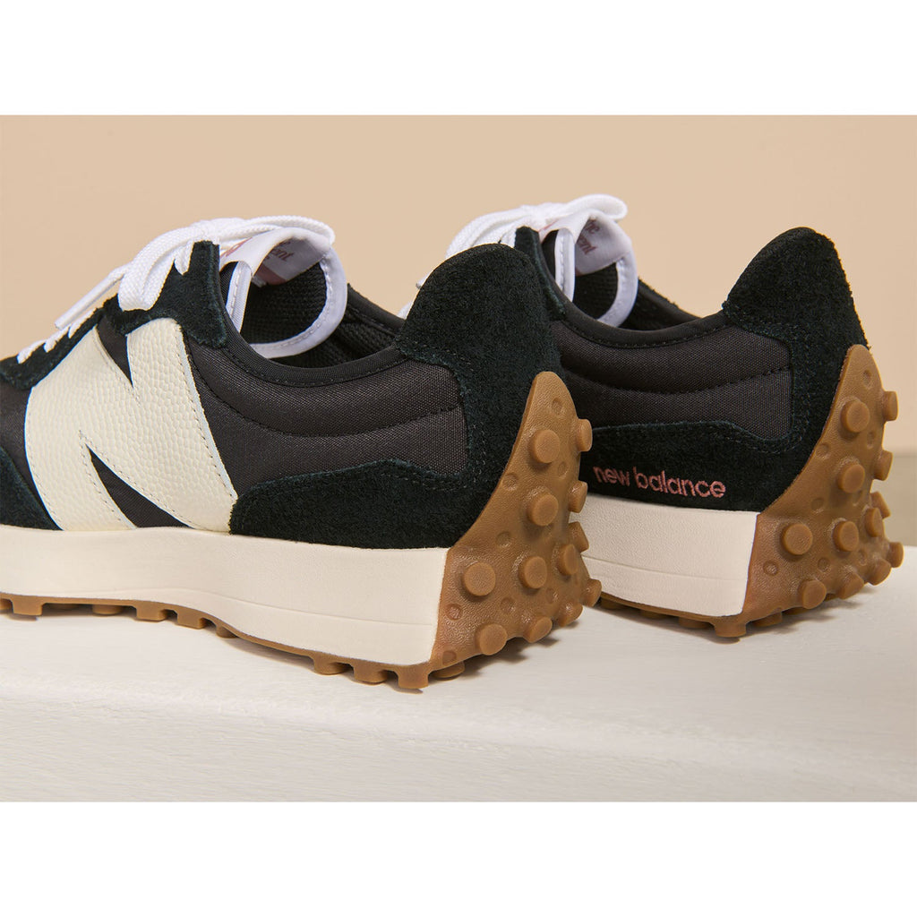 New Balance WS327BL Women's Athletic Shoes Black/White Suede