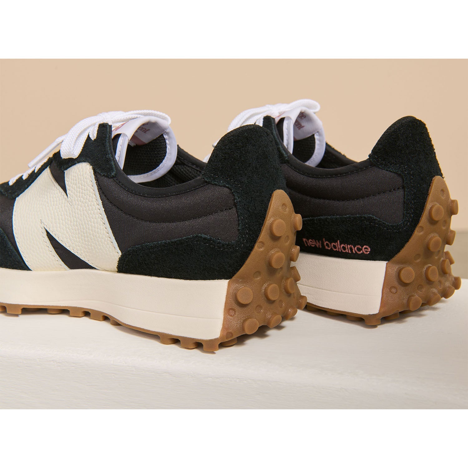 New Balance WS327BL Women's Athletic Shoes Black/White Suede