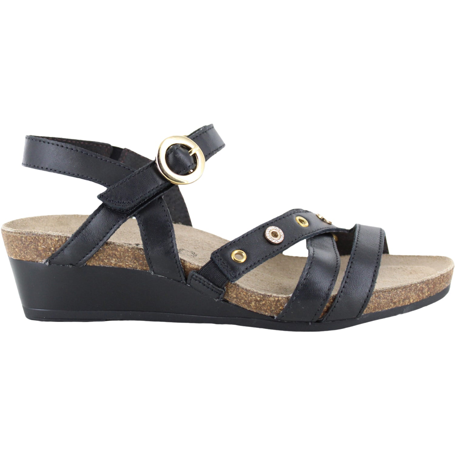 Naot Sparkle Women's Wedge Sandals Jet Black