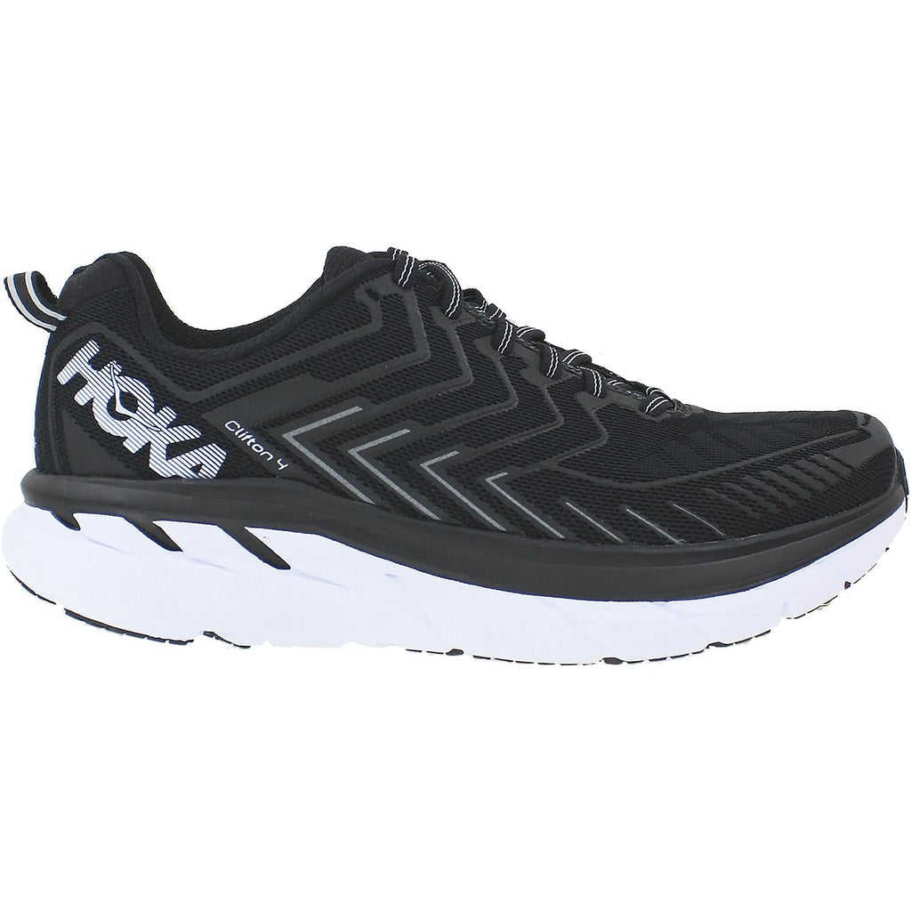 Hoka Clifton 4 Women's Running Shoes Black/White Mesh