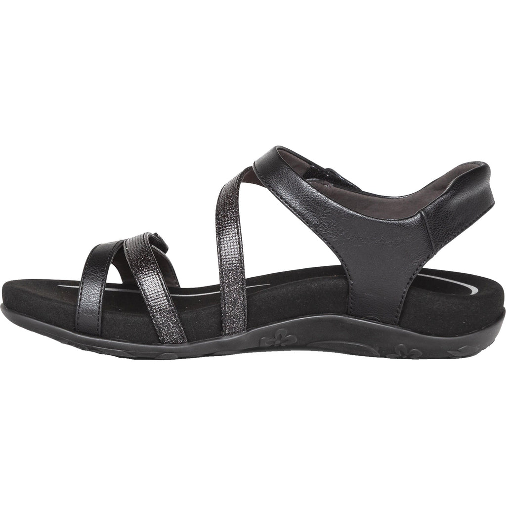 Aetrex Jess Women's Quarter Strap Sandals Black Synthetic