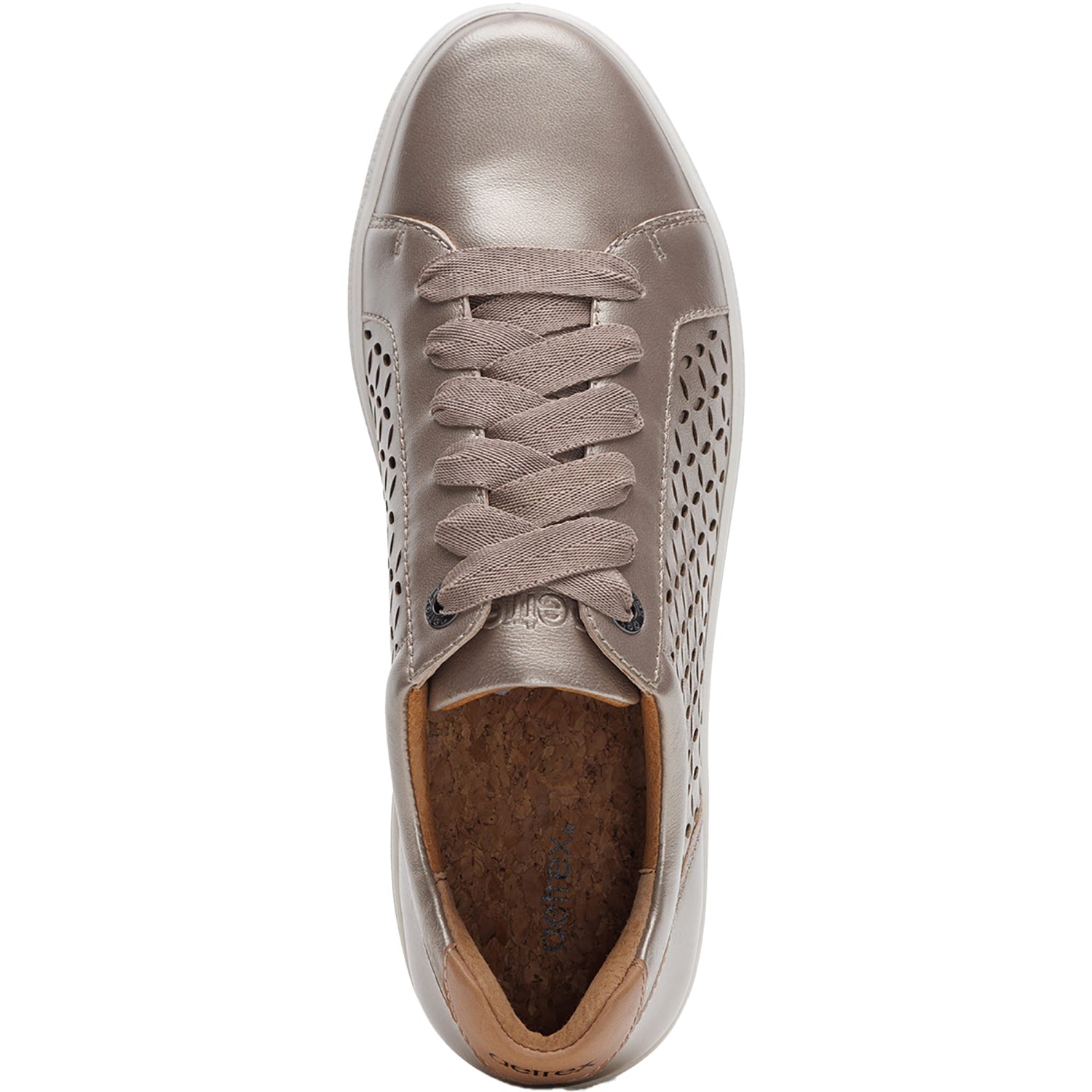 Aetrex Courtney Cutout Women's Sporty Lace Up Shoes White Gold