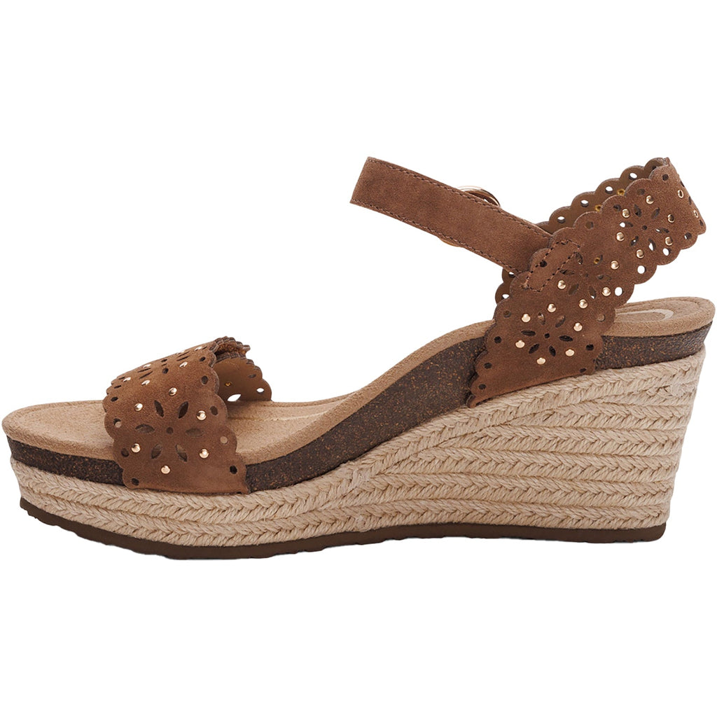 Aetrex Sydney Women's Wedge Sandals Scotch Cutout Suede