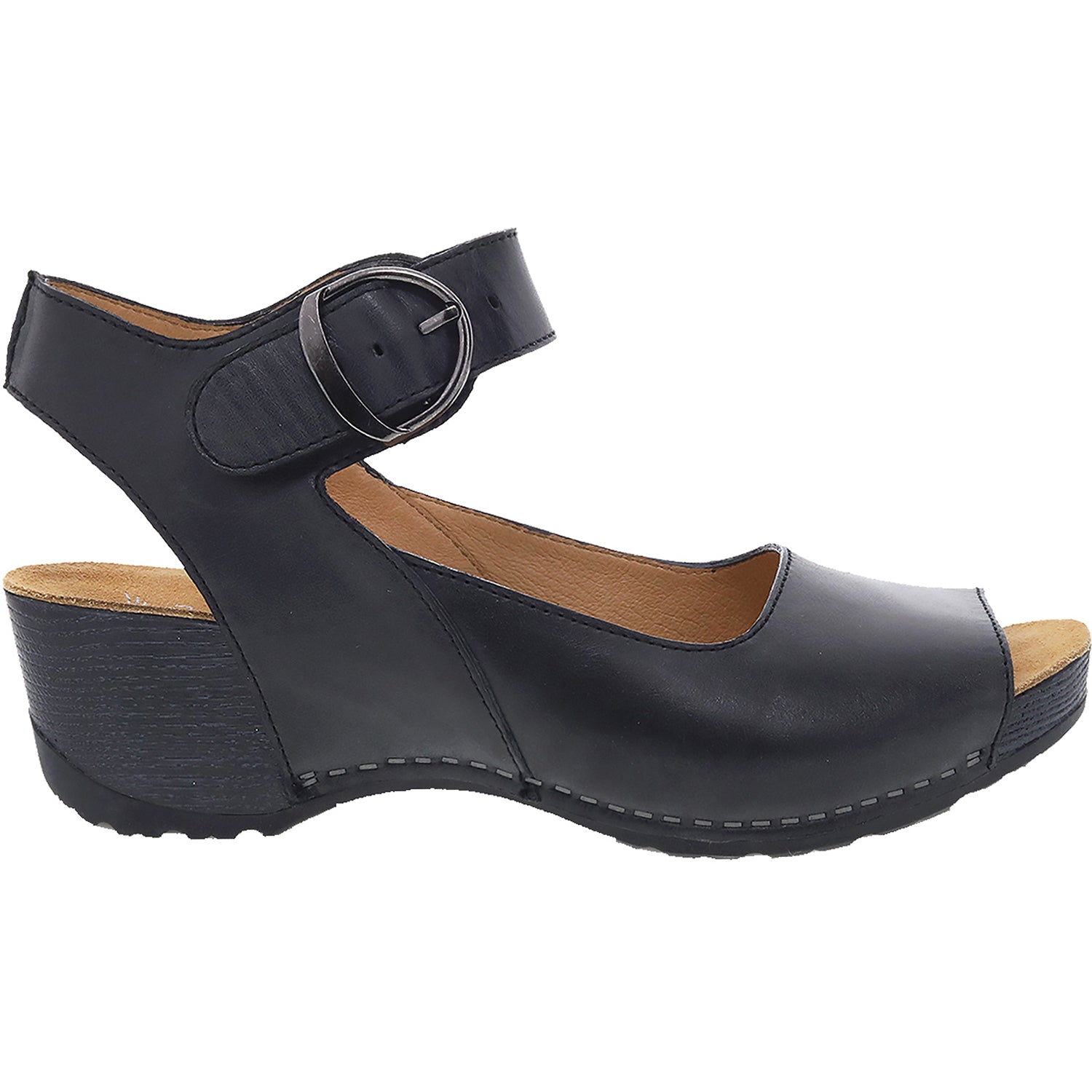 Dansko Tiana Women's Wedge Heel Backstrap Sandals Black Burnished Calf Leather