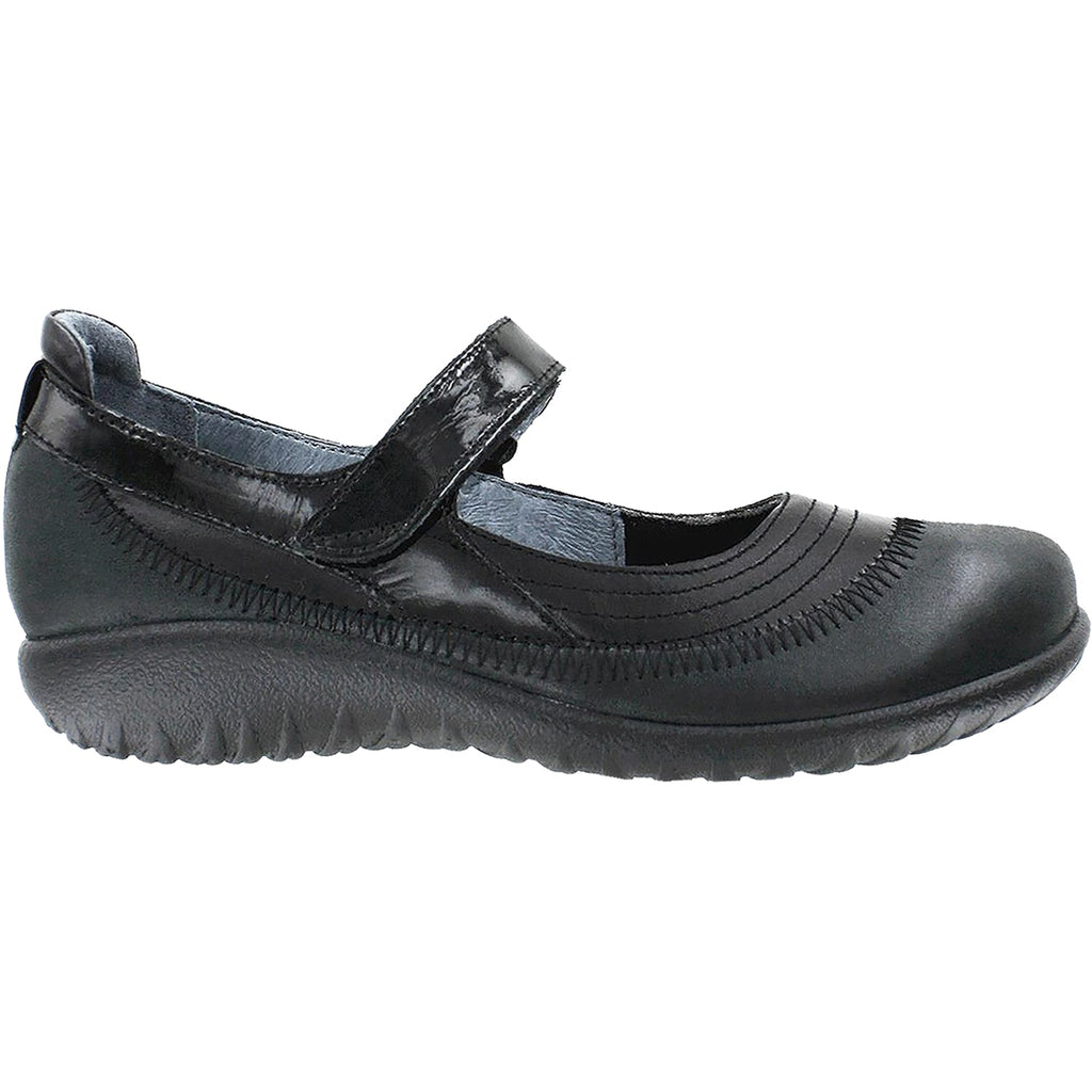 Naot Kirei Women's Mary Janes Black Madras/Shiny Leather