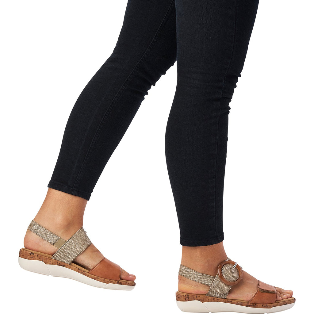 Remonte R6853-90 Jocelyn 53 Women's Backstrap Sandals Taupe Metallic Leather